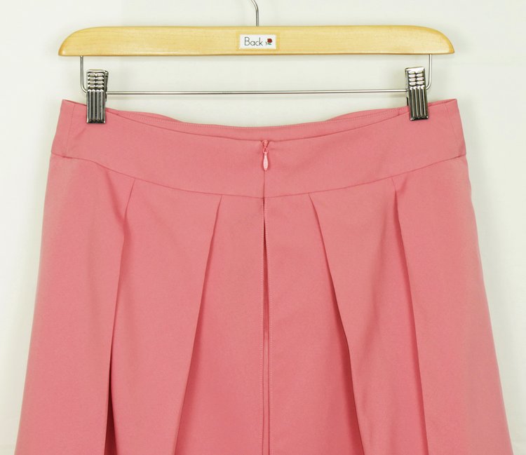 SK-177 กระโปรงแฟชั่น&ทำงาน ผ้าไหมอิตาลีสีชมพูอมม่วง มีโบว์ซ้อนกัน 2 ชั้น