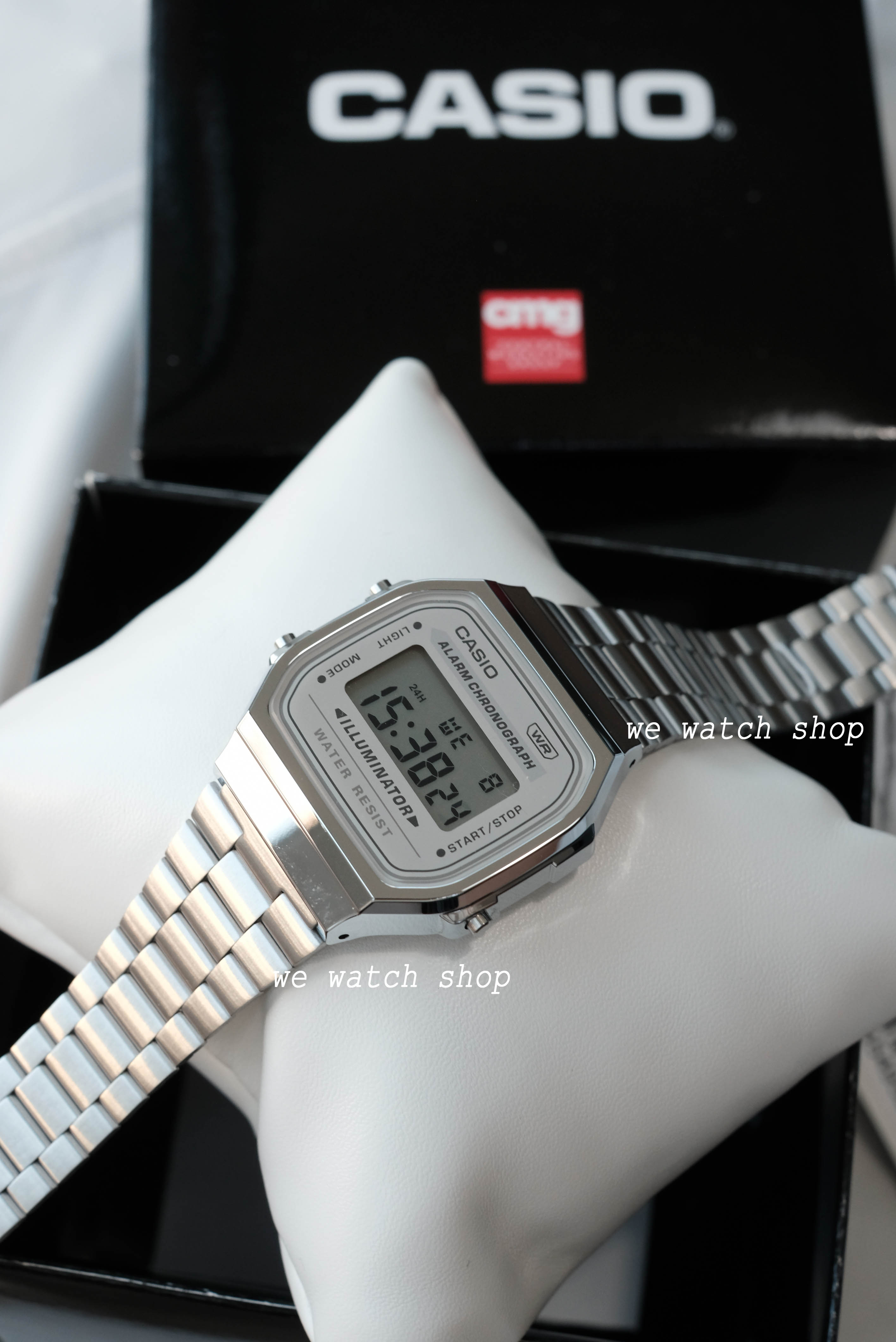 CASIO Standard รุ่น A168WA-8AY สีเงิน สายเหล็ก สินค้าของเเท้ รับประกันศูนย์ CMG 1 ปี