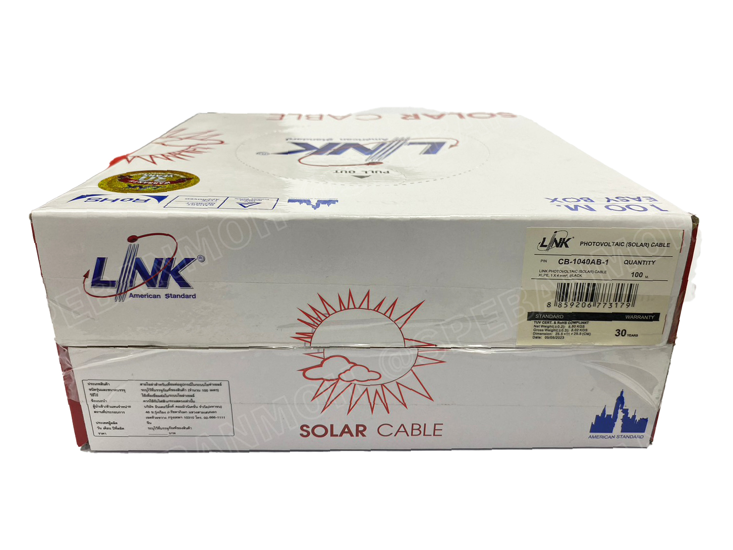 [ 100 เมตร ] CB-1040AR สีแดง Red สายไฟโซลาเซลล์ Solar PV Cable 4.0 sq.mm สายไฟ โซล่าเซลล์ 1x4 mm2 PV Cable สายไฟ DC CB1040 109Ώ PV1-F LINK Solar Cable สายโซล่าเซลล์ สายต่อแผง โซล่าเซล สายต่อ MC4 สายไฟดีซี SolarDC MC4 Cable