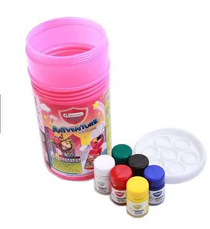 ชุดสีจิตรกรน้อย 6สี Artventure สีโปสเตอร์MasterArt มาสเตอร์อาร์ตพร้อมจานสีและกระบอกใส่น้ำในตัว(1ชุด)
