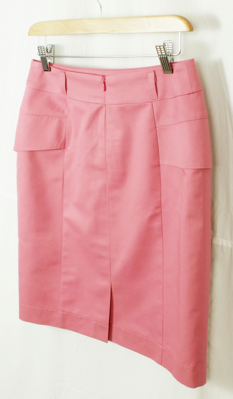 SK-160 กระโปรงแฟชั่น&ทำงาน ทรงสอบจับจีบทวิชซ้อนกัน ผ้าคอตต้อนญี่ปุ่นสี Pink Candy