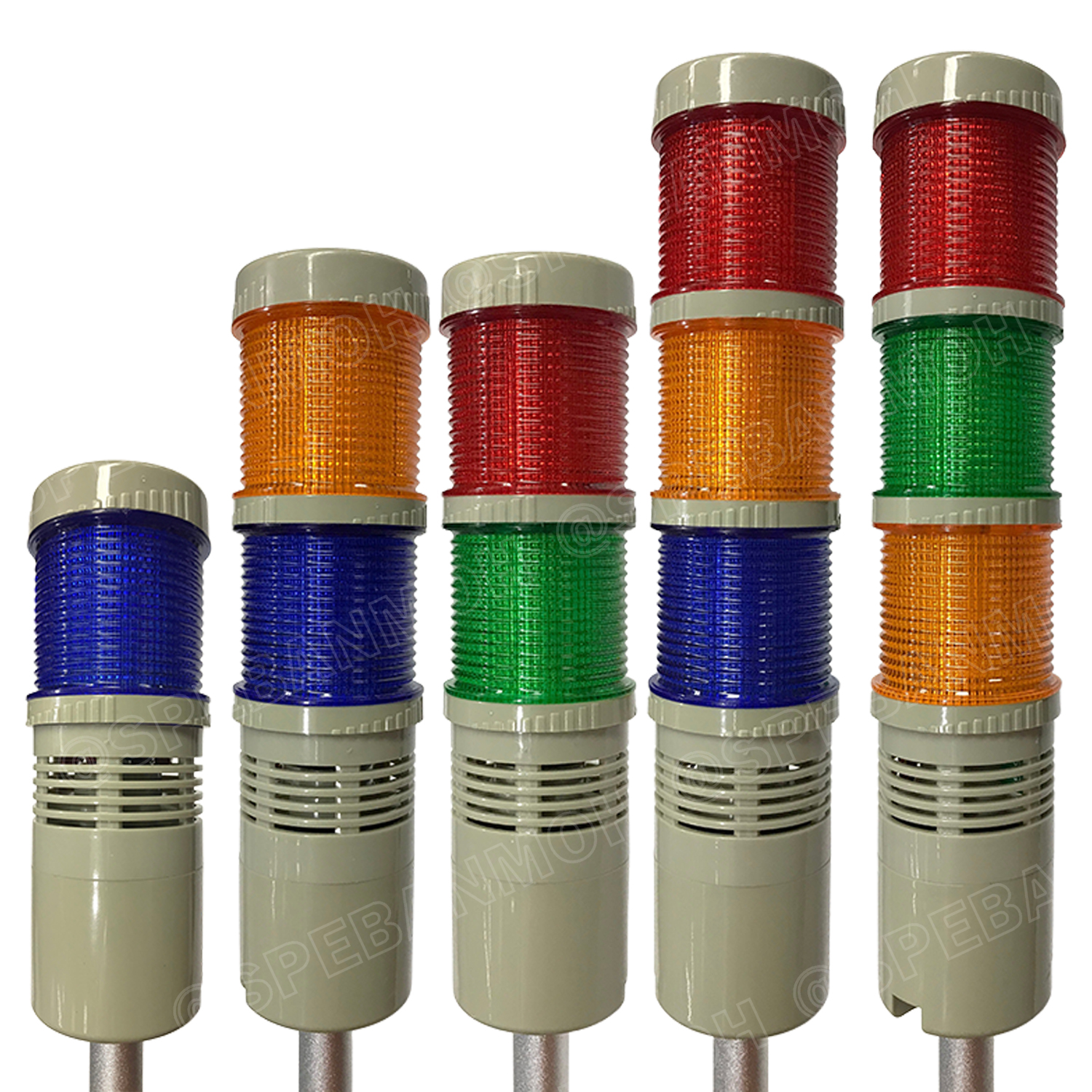 [ 1 ชิ้น ] ZT-50-WJ ฐาน 5เส้น ทาวเวอร์ไลท์ Tower Warining Light LED 24VDC 220VAC ปร้บ กระพริบ ติดค้าง มีเสียง Red Yellow Green Blue สัญญาณเตือนไฟกระพริบ มีเสียง Flashing + Buzzer LTA-205 ZT หลอดไฟ LED เตือนภัย Towe Light แสดงสถานะเครื่องจักร สำหรับโรงงาน