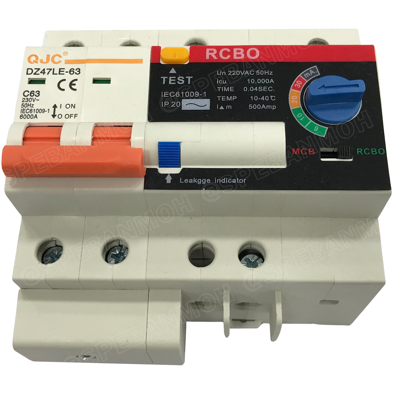 DZ47LE-63 เบรกเกอร์ RCBO 2P 63A 6mA-30mA Circuit Breaker RCBO เบรกเกอร์ กันดูด ป้องกันไฟรั่ว Residual Current Device ป้องกันกระแสเกิน Overload ป้องกันการลัดวงจร Short circuit เบรกเกอร์ตัดไฟ เบรกเกอร์กันดูด ไฟรั่ว เครื่องทำน้ำอุ่น ใกล้น้ำ ไฟรั่ว ไฟช็อต