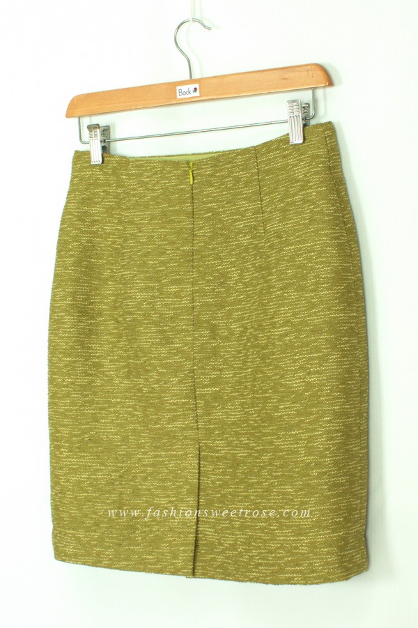 SK-460 กระโปรงทรงดินสอ ผ้า CHANEL JAPAN สีเขียว