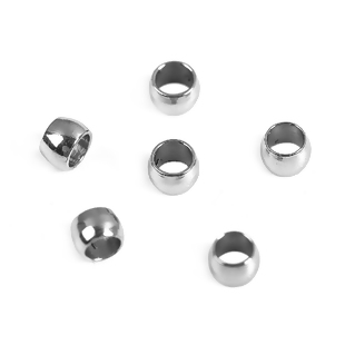 ลูกปัดสแตนเลส 304 Stainless Steel Crimp Beads Cylinder Silver Tone About 2mm( 1/8") Dia., Hole: Approx 1mm,