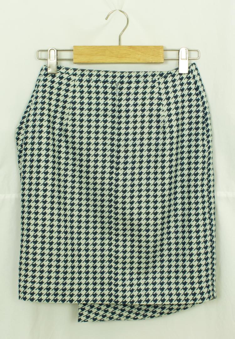 SK-141 กระโปรงแฟชั่น&ทำงาน ทรงสอบ ผ้าคอตต้อนพิมพ์ลายชิโนริโทนสีน้ำเงิน