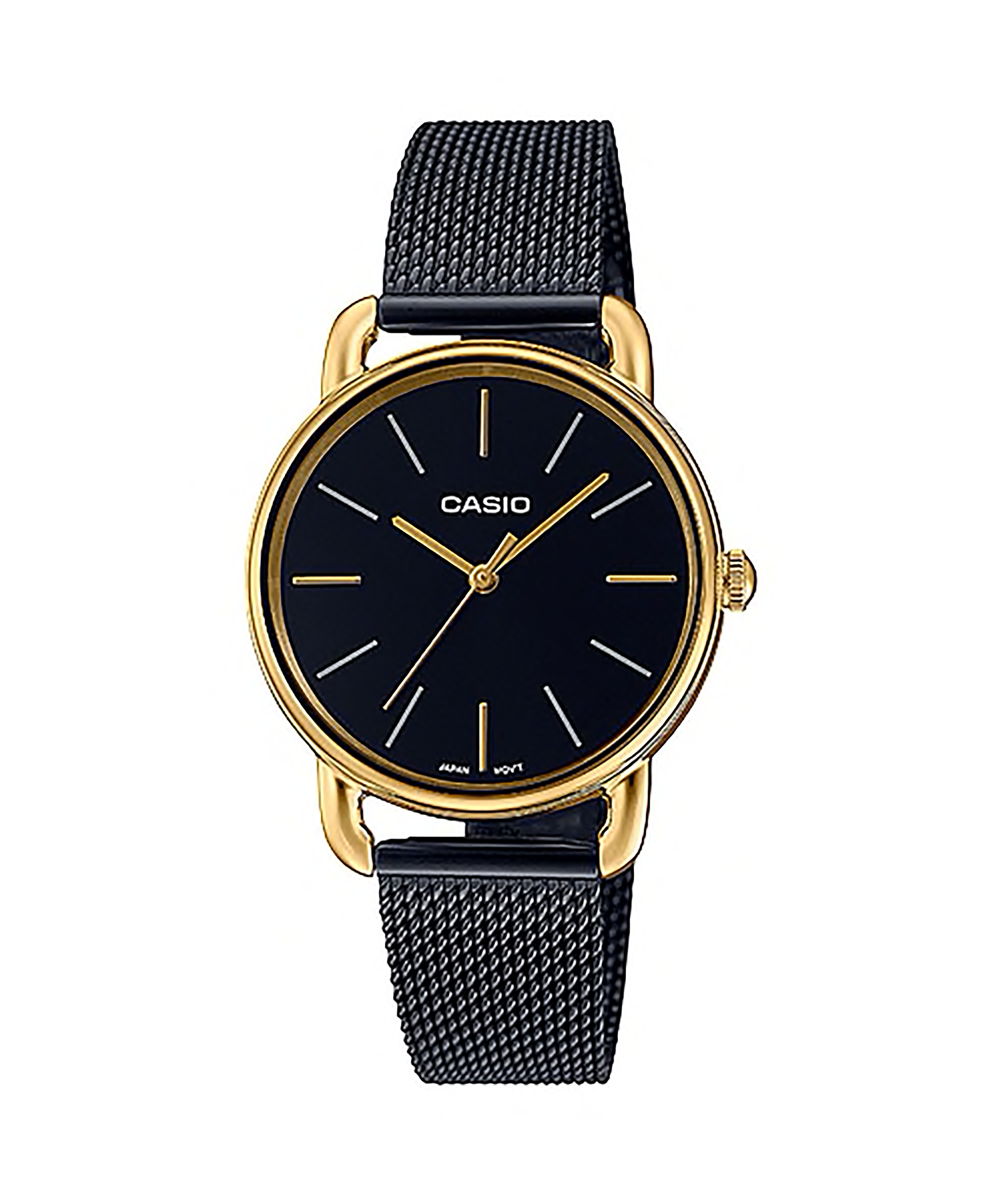 CASIO รุ่น LTP-E412MGB-1ADF สีดำ กรอบทอง สายสแตนเลส สินค้าใหม่ ของเเท้ รับประกันศูนย์ CMG 1 ปี