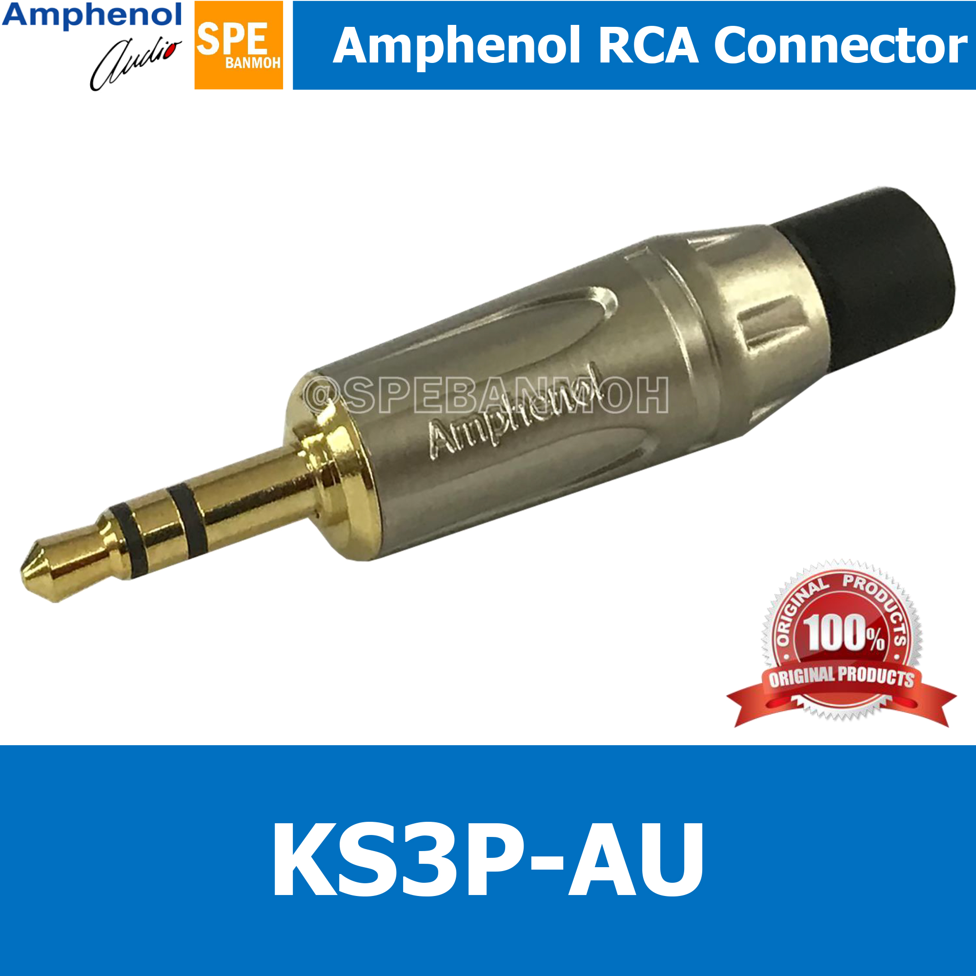 KS3P-AU หัว 3.5 mm สเตอริโอ KS3P Amphenol หัว Aux 3.5 3.5mm. Male TRS Audio Plug ปลั๊กไมค์เล็กสเตอริโอ 3.5 มม Mini Phone Plugs 3.5mm. K-Series Stereo