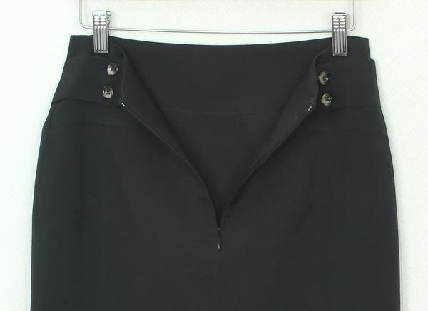 SK-336 กระโปรงแฟชั่น&ทำงาน ทรงสอบ ผ้าไหมอิตาลีสีดำ พร้อมโบว์คาดเอว