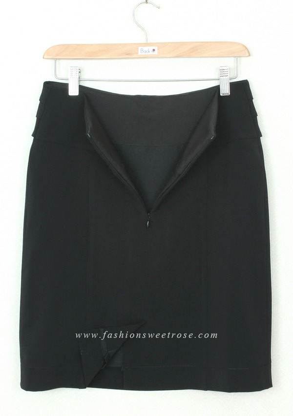 SK-308 กระโปรงแฟชั่น&ทำงาน ทรงสอบ ผ้าไหมอิตาลีสีดำ