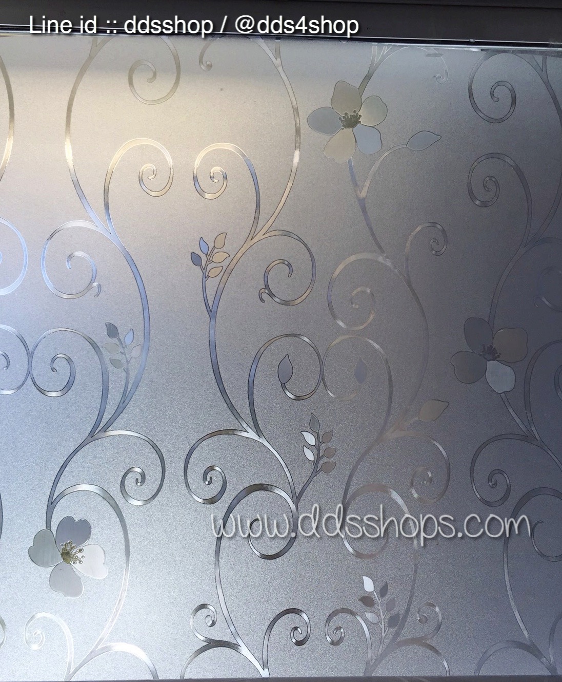 Size 90cmx100cm : PVC สูญญากาศติดกระจก "Classic Flora" หน้ากว้าง 90 cm (สั่งมากกว่า 1m ตัดต่อเนื่องให้)