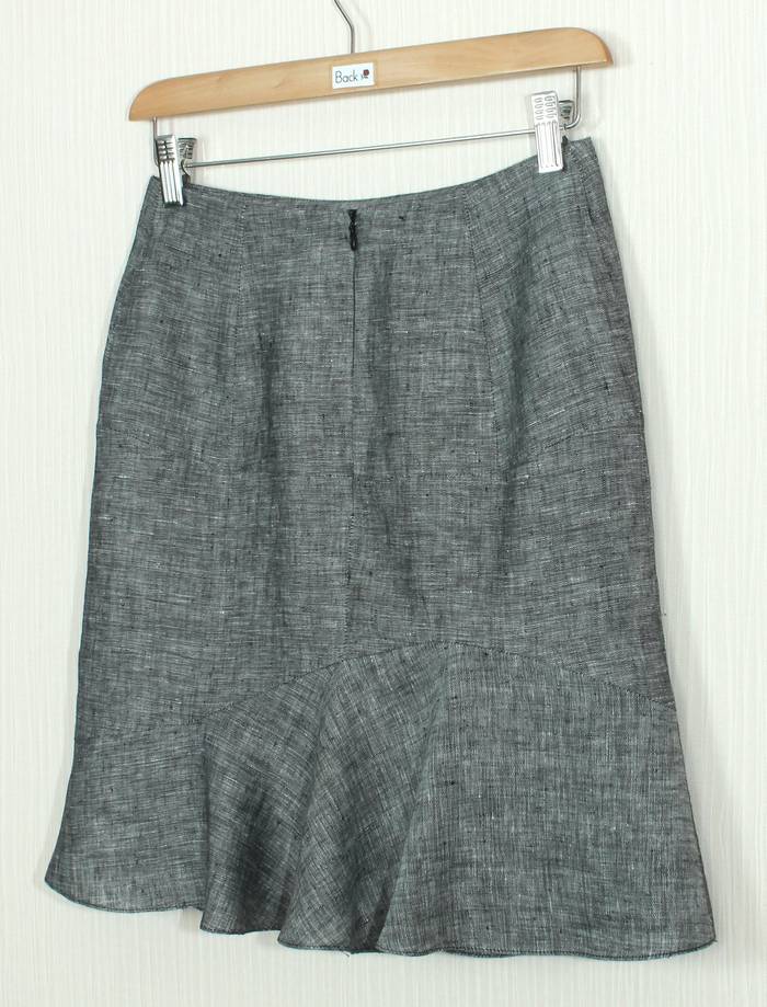 SK-247 กระโปรงแฟชั่น&ทำงาน ทรงย้วย ผ้าลินินญี่ปุ่นเชมเบ้โทนดำ มีลายในตัว