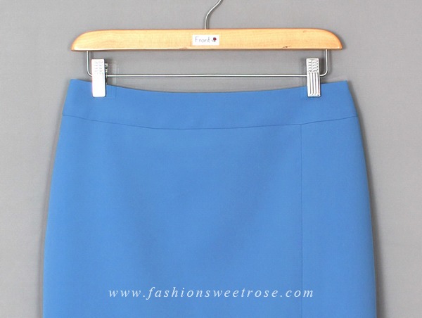 SK-447 กระโปรงแฟชั่น&ทำงาน ทรงสอบ ผ้าไหมอิตาลีสีฟ้า