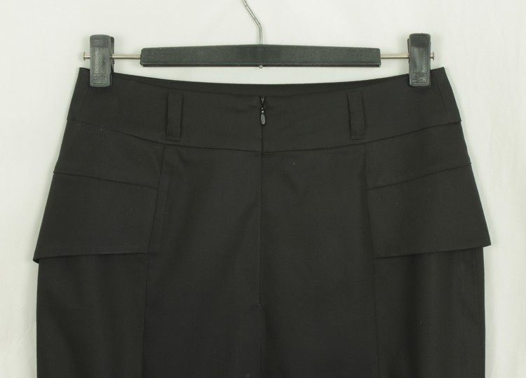 SK-163 กระโปรงแฟชั่น&ทำงาน ทรงสอบจับจีบทวิชซ้อนกัน ผ้าคอตต้อนญี่ปุ่นสีดำ