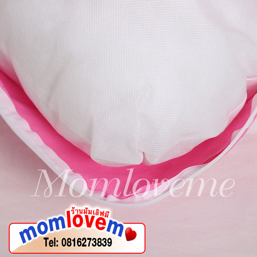 พร้อมส่ง หมอนคนท้อง ชมพูจุดหัวใจขาว