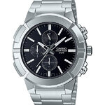 CASIO รุ่น MTP-E501D-1AVDF สายสเเตนเลส สีเงิน จอดำ สินค้าใหม่ ของเเท้ รับประกันศูนย์ CMG 1 ปี