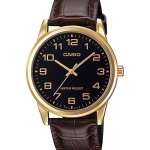 CASIO Standard รุ่น MTP-V001GL-1BUDF สีน้ำตาล ขอบทอง สินค้าของเเท้
