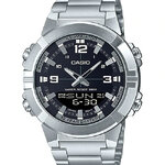 CASIO รุ่น AMW-870D-1AVDF กรอบสีเงิน สายสเเตนเลส สีเงิน สินค้าใหม่ ของเเท้ รับประกันศูนย์ CMG 1 ปี