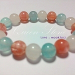 อาเกตสีขาว + อความารีน + เชอรี่ ควอตซ์ 8 มิล