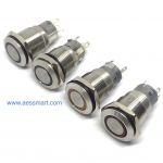 สวิตซ์กดติดกดดับเรียบ 12V กันน้ำ 16 mm