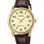CASIO Standard รุ่น MTP-V001GL-9BUDF สีน้ำตาล ขอบทอง สินค้าของเเท้