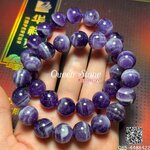 อเมทิสต์ชารอย/เชฟร่อน 12 มิล หินแห่งความยุติธรรม เสริมความรัก เป็นสีม่วงลายขาวสลับกันสวยมาก