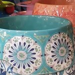 ชามอาหารน้องหมา เนื้อเมลามีน สีเขียวลายดอก (รวมส่ง)