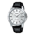 CASIO Standard รุ่น MTP-V004L-7AUDF สีดำ ขอบเงิน มีวันที่ สินค้าของเเท้