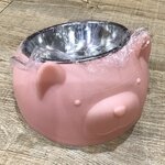 ชามอาหารน้องหมา ทรงหมีน้อยน่ารักน่ารัก สีชมพู (รวมส่ง)