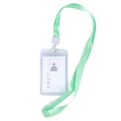 ป้ายชื่อ ป้ายคล้องคอ ป้ายห้อยคอ กรอบพลาสติกใส พร้อมสาย แนวตั้ง No.8623 ใส่บัตรขนาด 5.4 x 8.5 cm