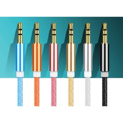 สาย Aux แบบเชือกถัก 3.5 mm เสียงสเตอริโอ ยาว 1 เมตร คุณภาพสูง เหนียวทน