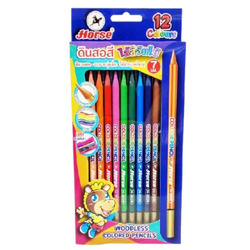 ดินสอสี ไส้สีจัมโบ้ ขนาด 7mm. มี 12 สี Colour Pencil ตราม้า Horse รุ่น H-2020