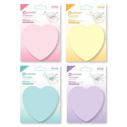 กระดาษโน๊ต ตราช้าง กระดาษโน้ต โพสอิท มีกาวในตัว มีกลิตเตอร์ ไดคัทรูปหัวใจ ขนาด 75 x 75 mm.