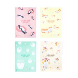 แฟ้มสอด แฟ้มพลาสติก แฟ้มซอง 3 ช่อง ตราช้าง Elephant ขนาด A4 ลาย LIQUID CAT