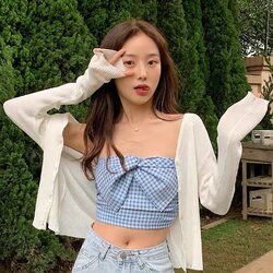 Bowie cami top สายเดี่ยวลายสกอต