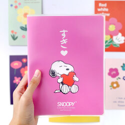 สมุดโน๊ต สมุดจดบันทึก ขนาด A5 มีเส้น หุ้มปกพลาสติก ลายลิขสิทธิ์แท้ Snoopy