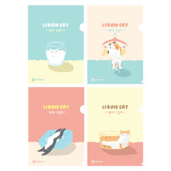 แฟ้มสอด แฟ้มพลาสติก แฟ้มซอง 1 ช่อง ตราช้าง Elephant ขนาด A4 ลาย LIQUID CAT