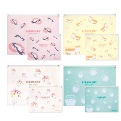 แฟ้มกระเป๋าซิป ซองซิป ตราช้าง Elephant ขนาด A5 / A4 ลาย LIQUID CAT