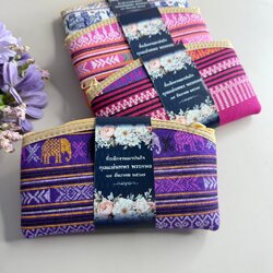 กระเป๋าสตางค์ลายผ้าไทย 10x17cm /คละสี **.ใหญ่**