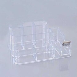 กล่องใส่เครื่องเขียน กล่องอเนกประสงค์ มีแท่นตัดเทป รุ่น K-098 สีใส