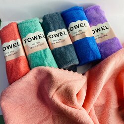 ผ้าขนหนูเช็ดผมขนเป็ดสีพื้น 15x30นิ้ว/คละสี (หนา)