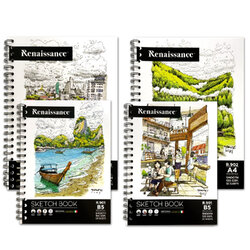 Renaissance & Fabriano สมุดสเก็ตช์ภาพ สมุดวาดภาพ สมุดสเก็ตซ์ 100 แกรม R.902 A4 / R.901 B5 ผิวเรียบ ริมลวด