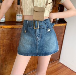 𝗧𝗢𝗕 𝗗𝗲𝗻𝗶𝗺 𝘀𝗸𝗶𝗿𝘁 กระโปรงเดนิมสั้น ดำ