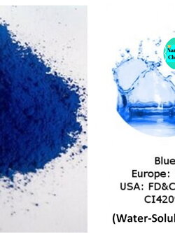 ผงสีน้ำเงิน Brilliant Blue (CI42090) (Water-Soluble, Food) ใช้ในอาหาร, ละลายน้ำ Purify 85-100 %(Powder)