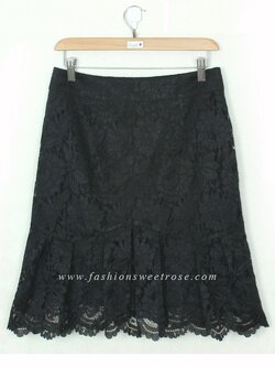 SK-388 กระโปรงแฟชั่น กระโปรงทำงาน ทรงย้วย ผ้าลูกไม้เนื้อนิ่มสีดำ