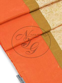 ผ้าคาดเตียงทองเรือนแก้วสีส้มดอกกรรณิการ์