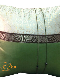 หมอนรับไหว้ปักโลโก้บ่าวสาว สีเขียว