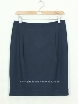SK-378 กระโปรงแฟชั่น&ทำงาน ทรงสอบ ผ้า Rose Skin สีน้ำเงิน
