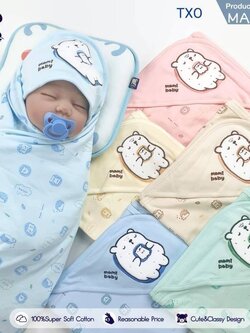 ผ้าห่อตัวสำเร็จเนื้อคอตตอน100% 30*30นิ้ว (ลายจะเปลี่ยนไปล็อตผลิต)