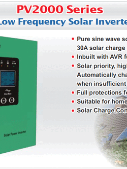 อินเวอร์เตอร์พร้อมโซล่าชาร์จเจอร์ 500VA/1200VA/2000VA 12V/24Vpure sine wave with solar charge controller